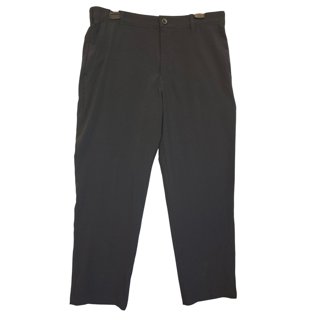 IZOD Golf Mens Black Flat Front Stretch Performance Pants 33x30 (Measures 34)